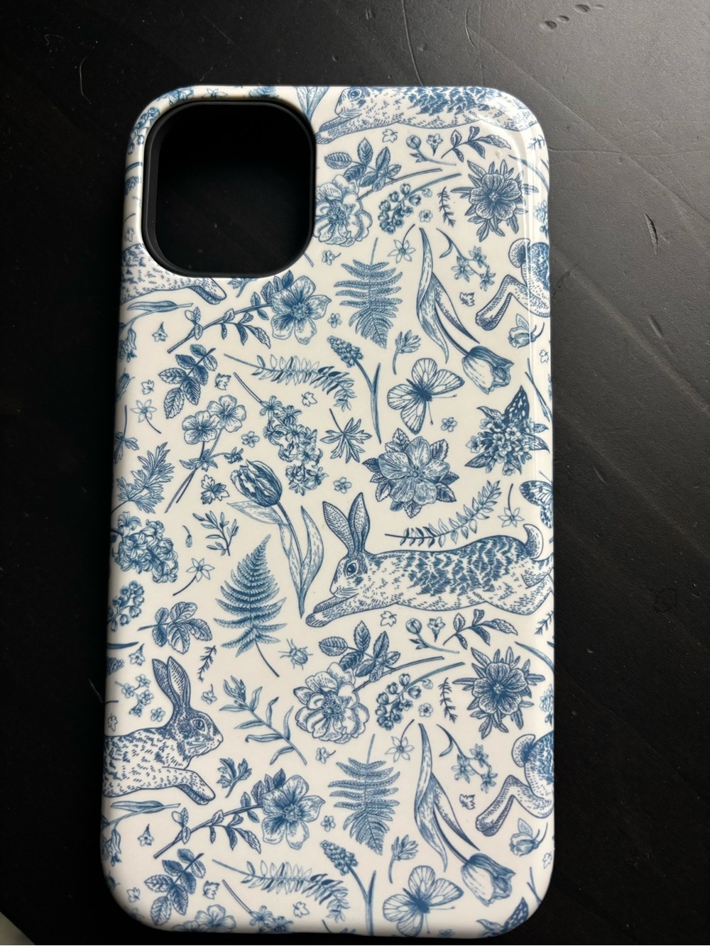 Blue Floral Rabbit Pattern Phone Case - Unbranded